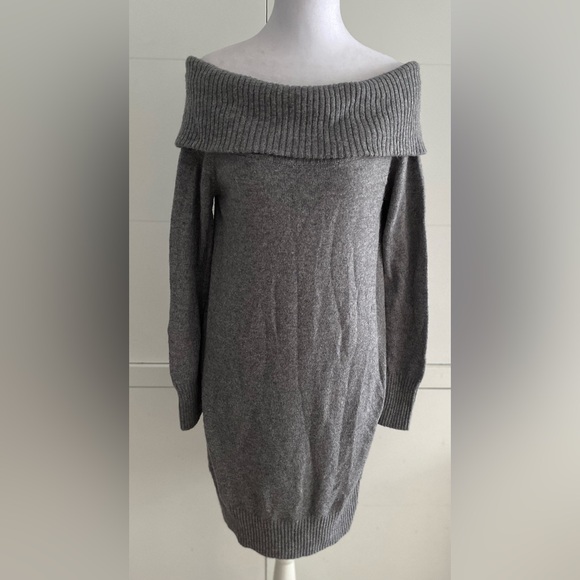 Banana Republic Sweaters - Banana Republic Charcoal Off-Shoulder Sweater Dress